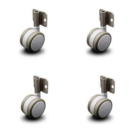 Service Caster 2.375" Gray Soft Twin Wheel Caster with Side Mount Set SCC SCC-GR02S60-TPR-GRY-716-4-CB180-4